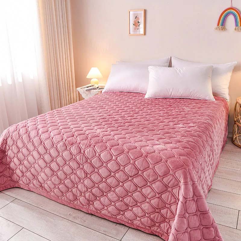 Antypoślizgowy dwuwarstwowy koc flanelowy Koralowe aksamitne prześcieradło Termiczna pościel do domu Zwykły Prosty styl casual Jednoczęściowy koc Jesień i zima