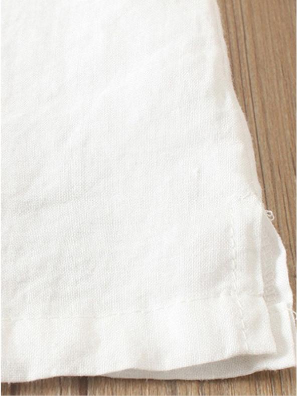 2025 Summer Retro Plus Size Casual Loose Cotton Linen Button Short Sleeve Pullover T-Shirt for Women