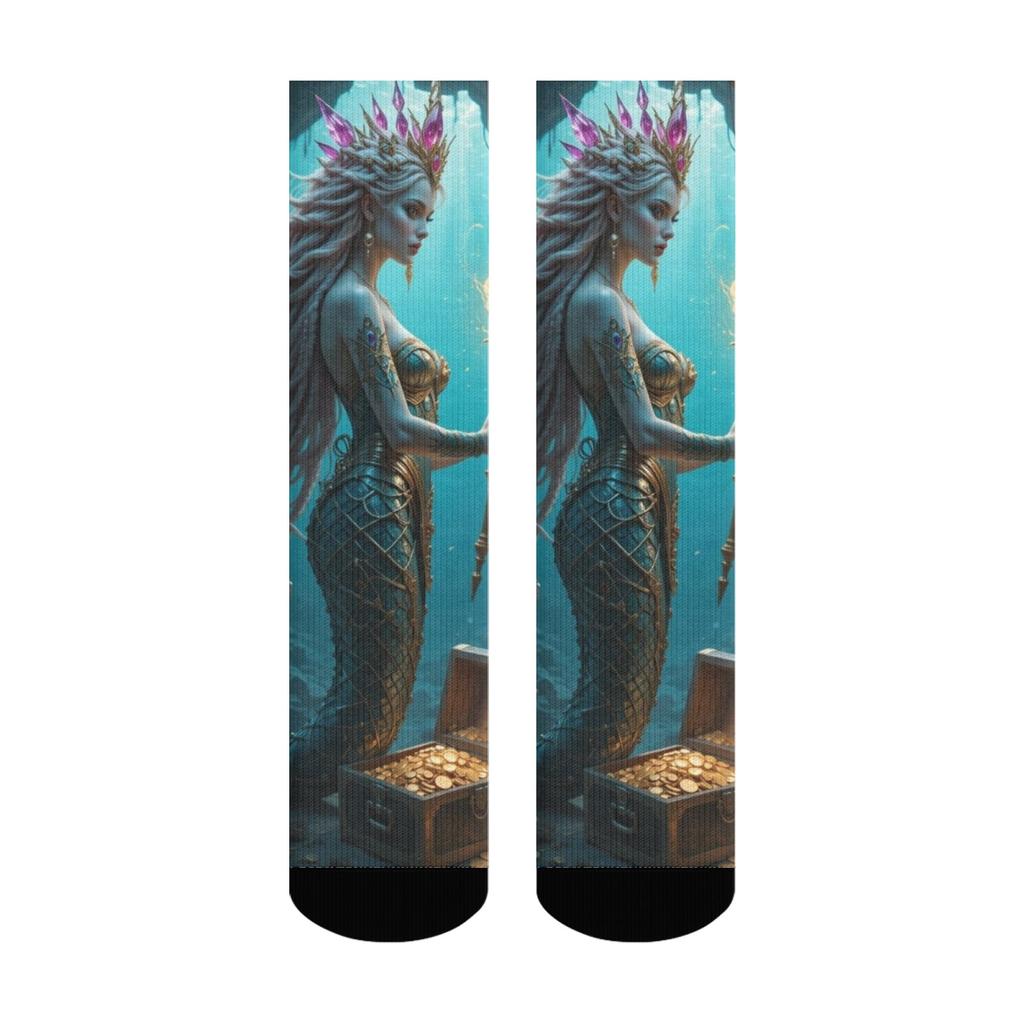 Myth Mermaid Retro Casual Socks Creative Happy Hip Hop Socks Soft Breathable Crew Socks Suitable for Sports Outdoor Travel Party