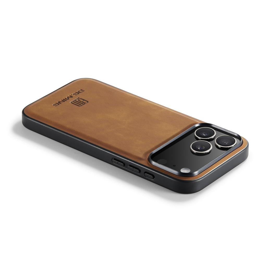 DG.MING For iPhone 17 Pro Case PU Leather Covered PC+TPU Hybrid Phone Shell
