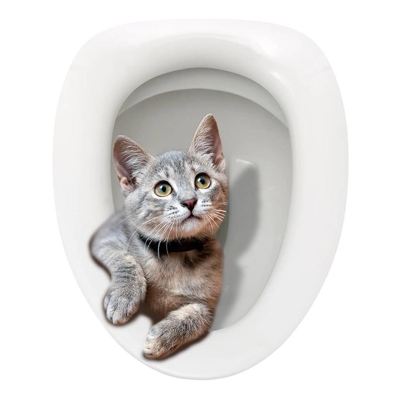 T243# Creative Cute Cat Wall Sticker Bathroom Toilet Decor Living Room Cabinet Home Decoration Decals