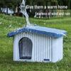 Outdoor Cat and Dog House: All-Weather Semi-Enclosed Shelter, Rainproof and Sunproof Plastic Villa for Stray Cats