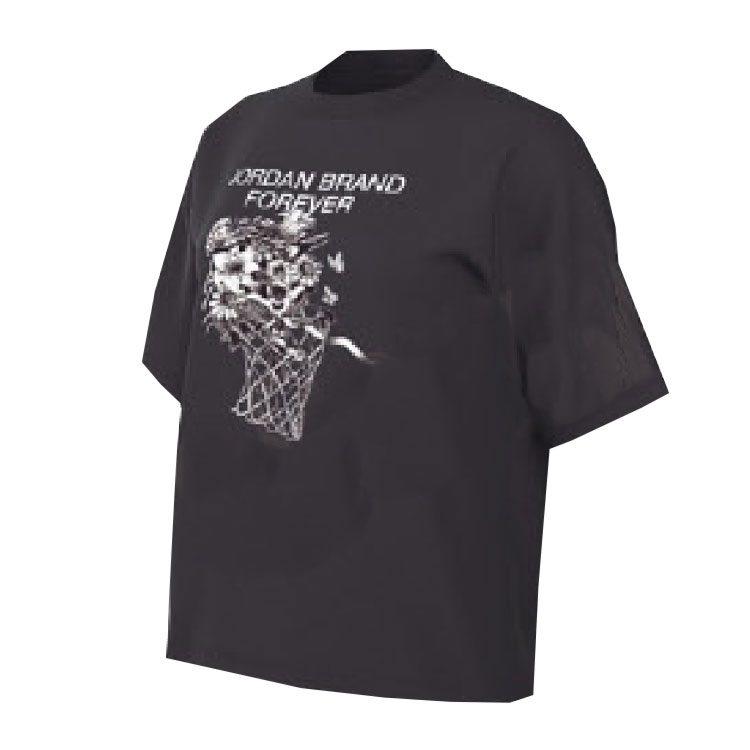 Jordan T Shirts Women's Gray Crew Neck Moderate Straight Fit FV7120-045