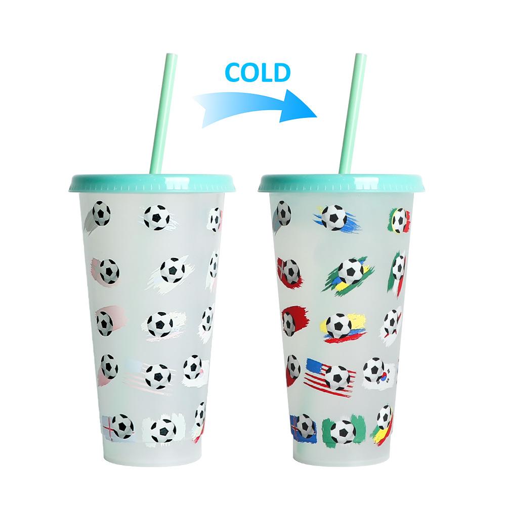 710ml PP Reusable with Straws Creative Water Cups Changing Colour Magical Plastic Cold Water Color Changing Cup for Halloween