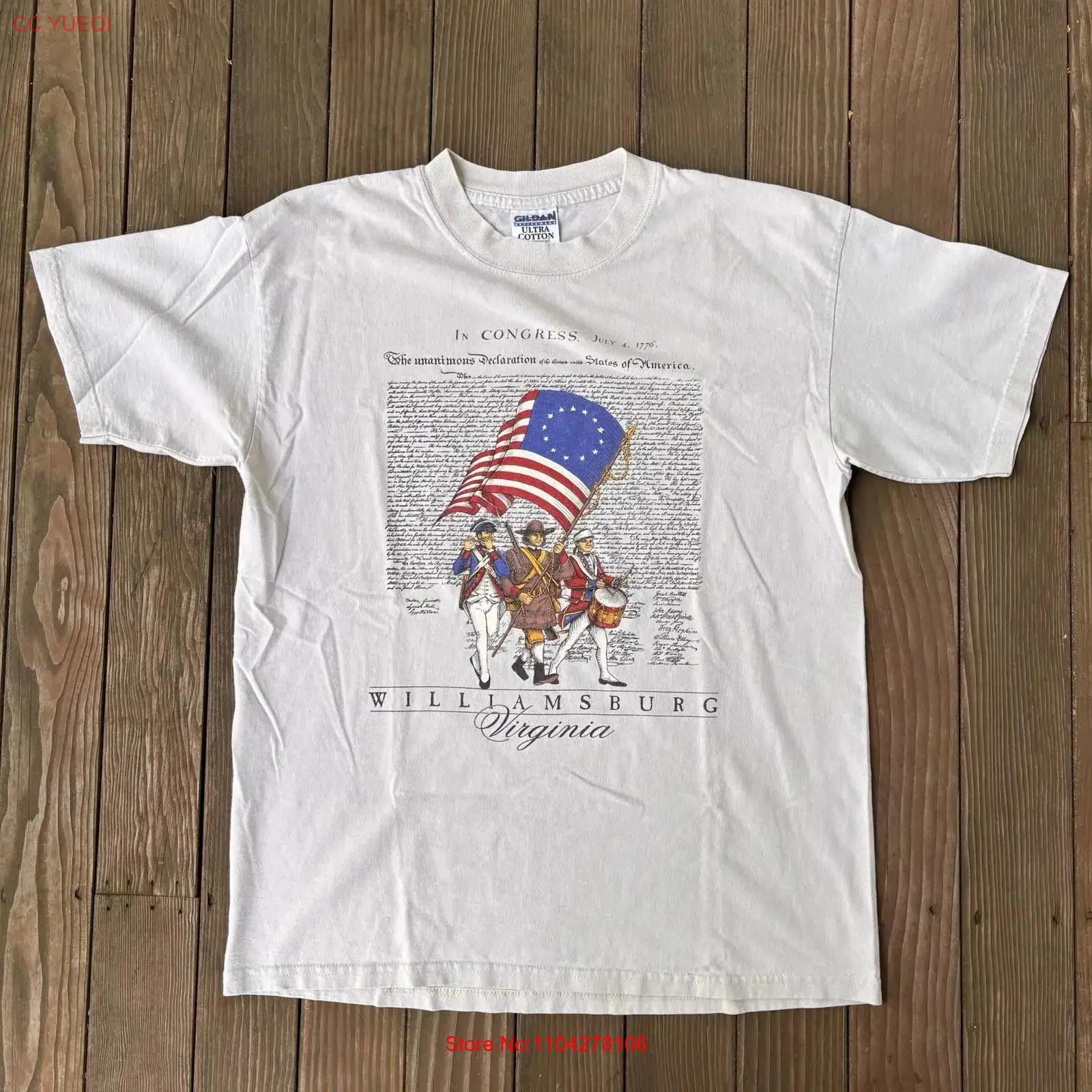 

Vintage 90s Williamsburg Virginia Declaration Of Independence T Shirt vintage Washed Stretched graphic homme Soft Comfortable S разноцветный
