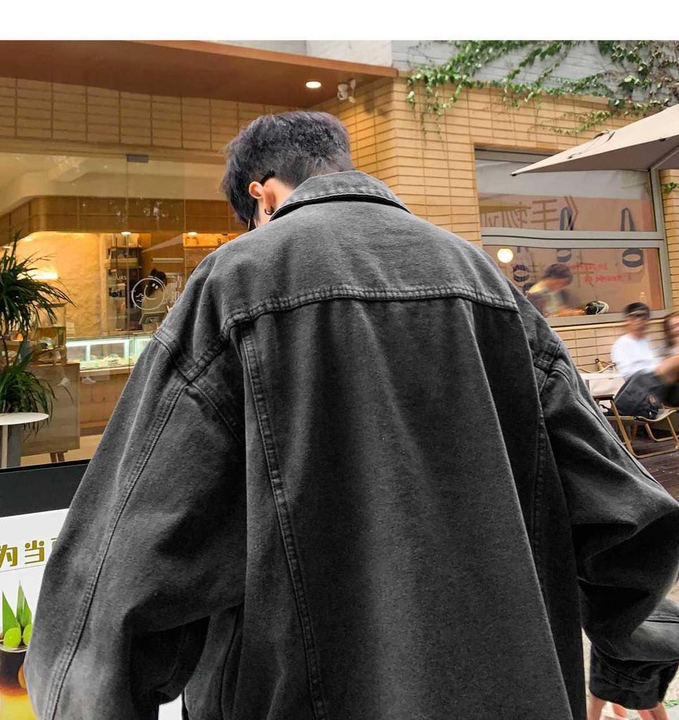Men's Winter Lambswool Denim Jacket - Trendy American Style, Thickened with Velvet for Warmth, Hong Kong Inspired Fashion.