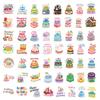 56pcs Cartoon Birthday Cake Graffiti Stickers Children's Daily Party Stickers Decoration DIY Phone Notebook Waterproof Stickers.