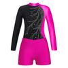 Kids Girls Gymnastics Skating Long Sleeve Leotard Jumpsuit with Shorts Dancewear
