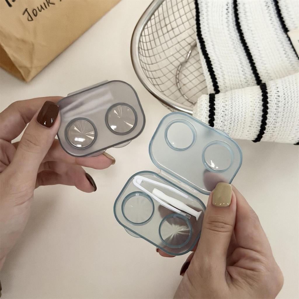 1-5pc Transparent Contact Lens Case Macaron Colors Contacts Storage Box with Tweezers Portable Beauty Pupil Travel Container