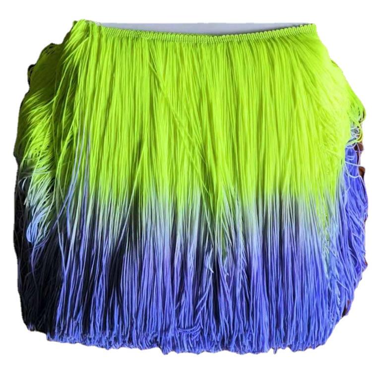 

1 ярд 20 см полиэстер градиент цвета длинная кисточка бахрома сделай сам платье для латинских танцев сценическая одежда аксессуары кружевная отделка лента