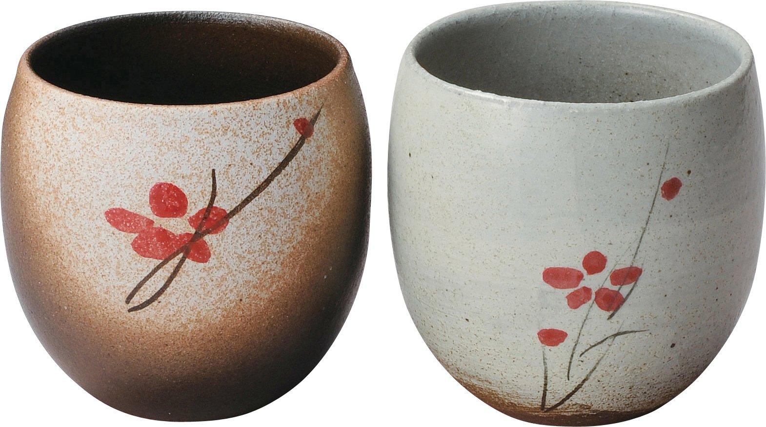 

Керамика Сигараки Хечимон пара свободных чашек, узор с киноварными цветами, 3-1593