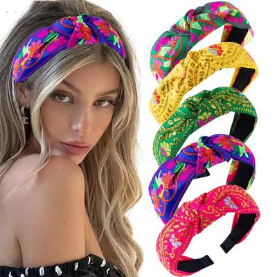 Hübsches ethnisches florales böhmisches besticktes Band-Stirnband für Frauen Mädchen Shopping Party Hochzeit Kopfreifen-Accessoires