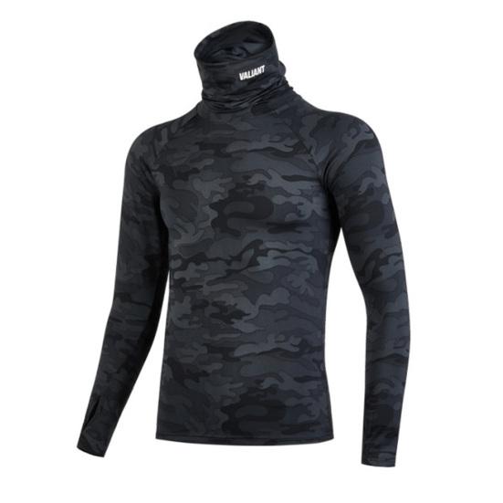 

Men T-shirt Camouflage Solid Color Letter Turtleneck Streetwear Spring Autumn Slim Fit XL холодний колір чорний