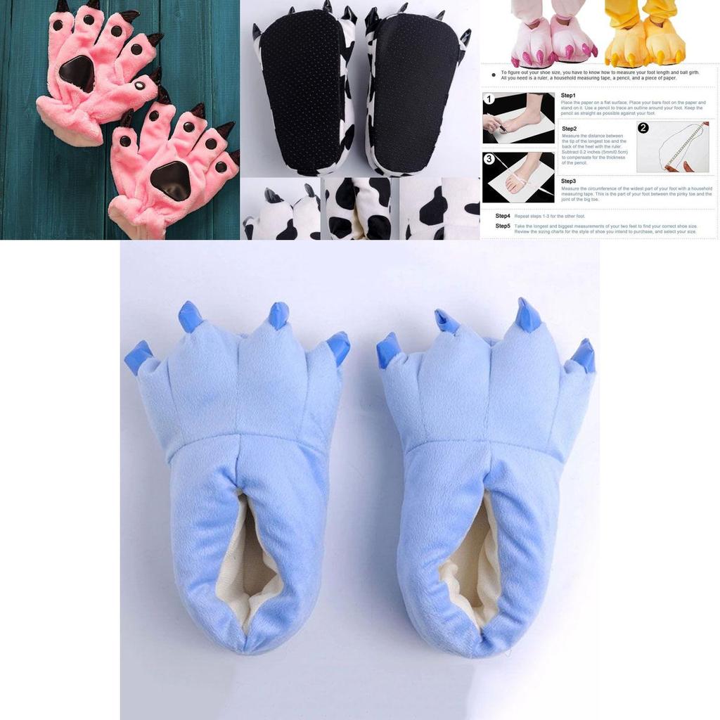 Pantufas Cosplay de Dinossauro Aconchegantes Com Sapatos de Patas de Pelúcia Macia Para Aquecimento de Inverno