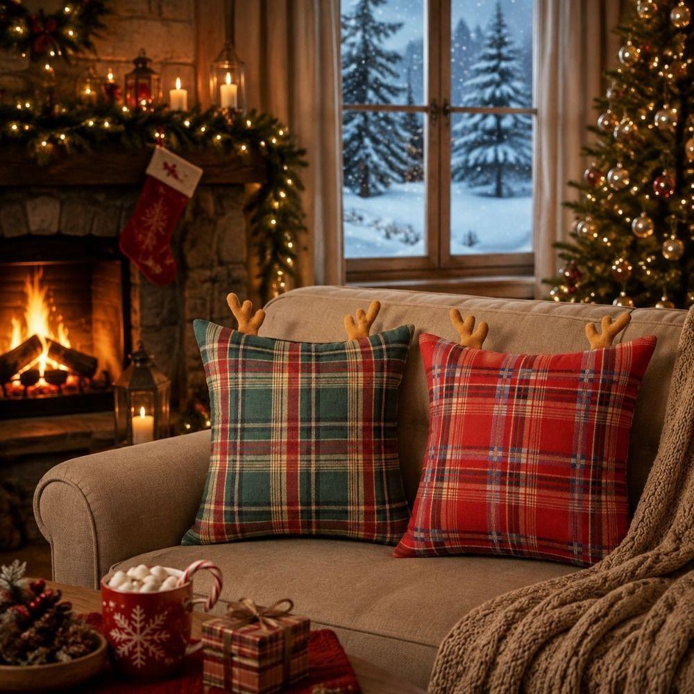 Festive Cushion Pillowslip Plaid Throw Pillow Cover Christmas Pillow Cover  Home Decor