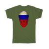 Gift T-Shirt : Russia Flag Skull Russian National Colors