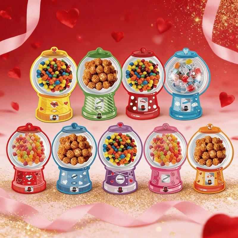 18/36 Pcs DIY Valentines Candy Cards Bubble Gum Machine Designs Valentines Day Exchange Cards Kids Classroom Exchange Gifts