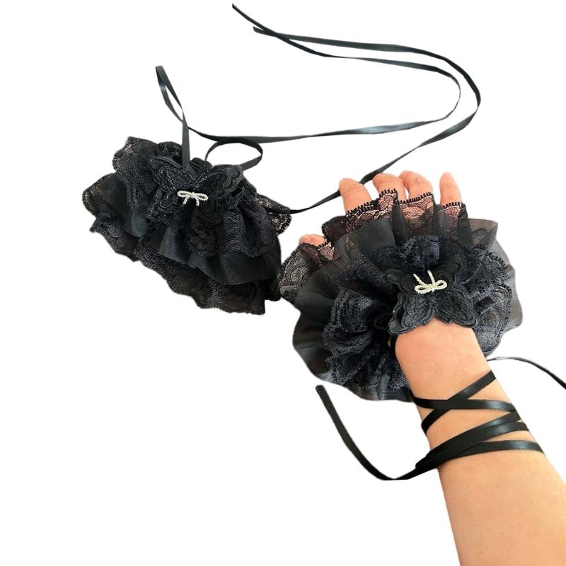 Lace Wrist Cuffs For Shirt Sweater Balletcore Elaborate False Sleeve Ornament Lace Brim Sleeves False Wrist Cuffs