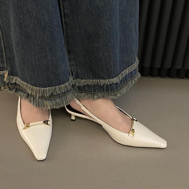 

Черные женские туфли на плоской подошве с открытой пяткой, сандалии, модные туфли-лодочки с острым носком, мягкая подошва, повседневные тонкие туфли, удобная женская рабочая обувь 35 белый