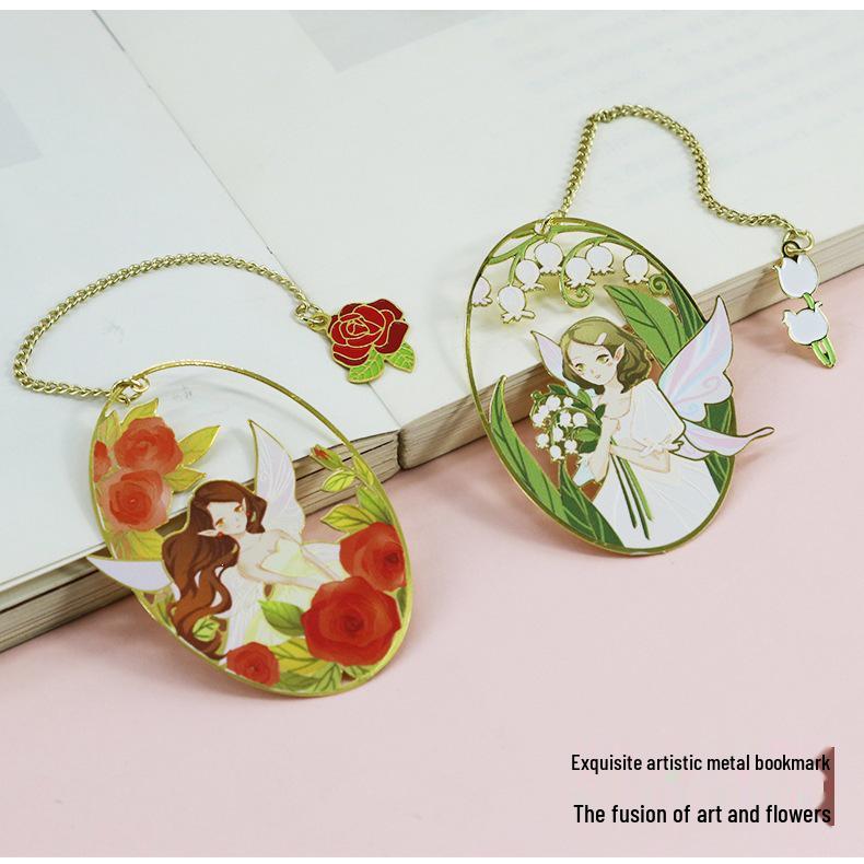 Flower Fairy Metal Bookmark Gift Box - Artistic and Fresh Cultural Gift for Teacher's Day