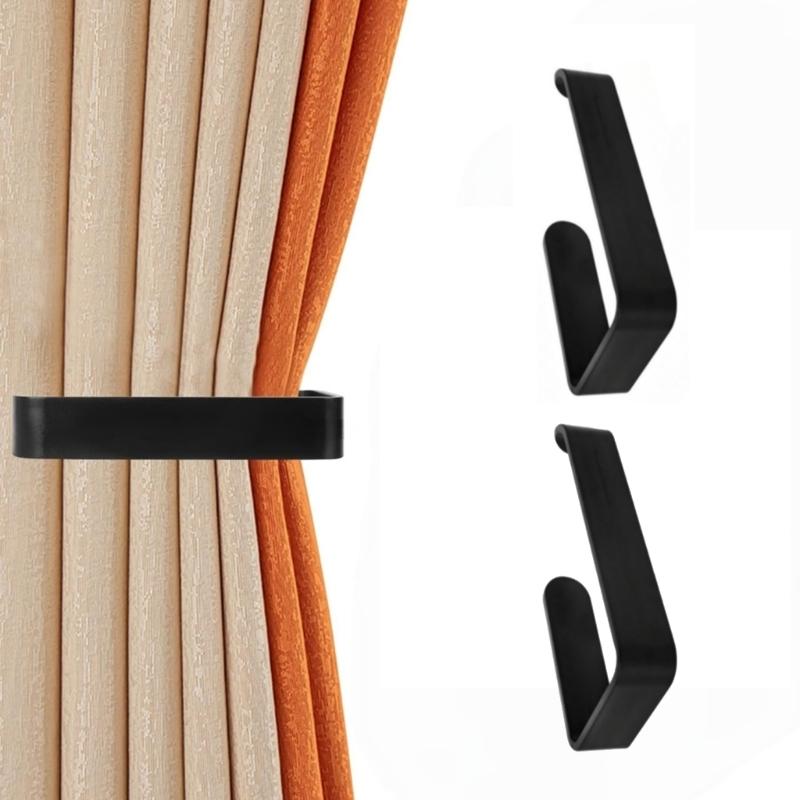 2Pcs Acrylic Curtain Tiebacks Holdbacks Hooks Wall Mounted Window Drapery Holders Buckles for Home and Office Decors