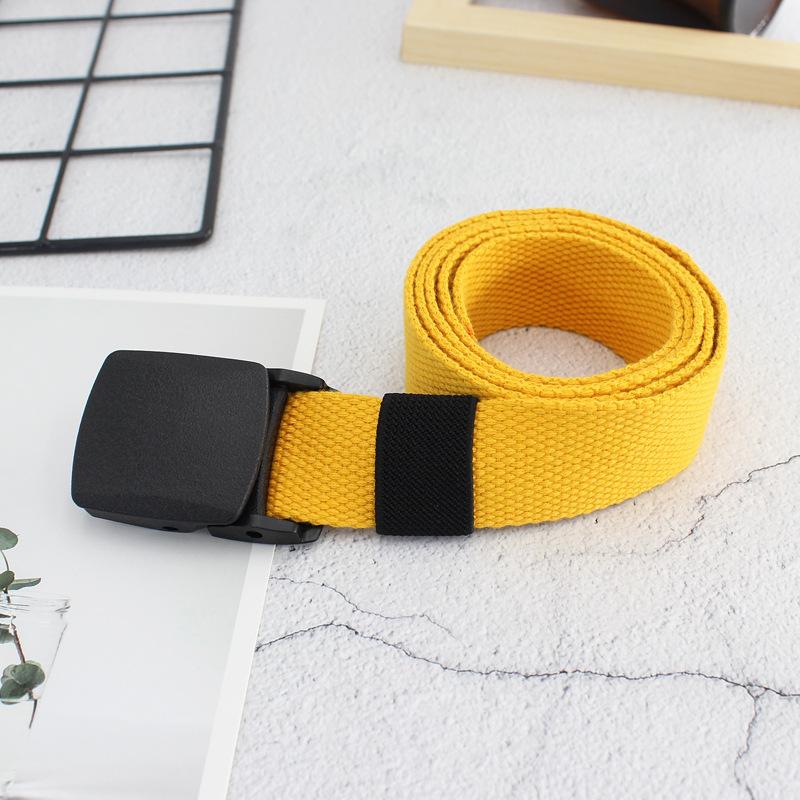 Unisex Canvas Belt Plastic Metal-Free Anti-Allergic Automatic Buckle Women'S Casual Jeans Belt