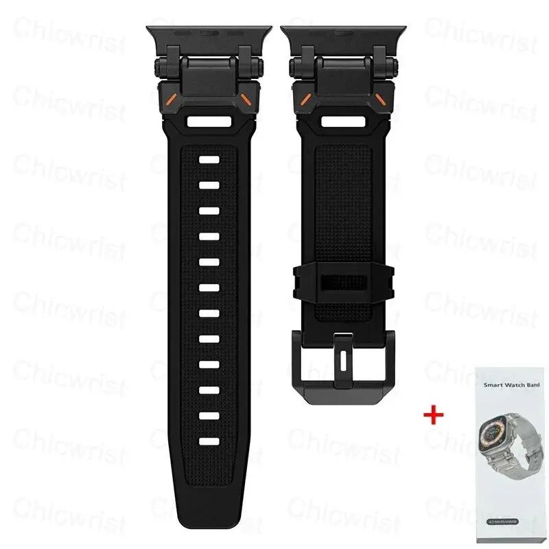 Soft Strap for Apple Watch Ultra 2 Band 49mm 45mm 44mm 42mm Metal Stainless Steel Connector TPU Bracelet Iwatch 9 8 7 6 SE 5 4
