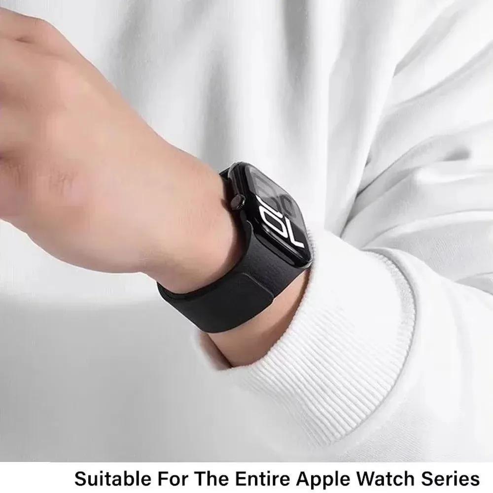 Silicone magnetic strap without buckle, suitable for Apple Watch series 1-9, SE / 10, 38-40-41-42mm