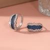 Blaue Saphir Kristall Creolen für Damen Silberbeschichtet Marquise Form Pavé Baguette Stein Huggie Ohrring Luxus Party Schmuck Geschenk