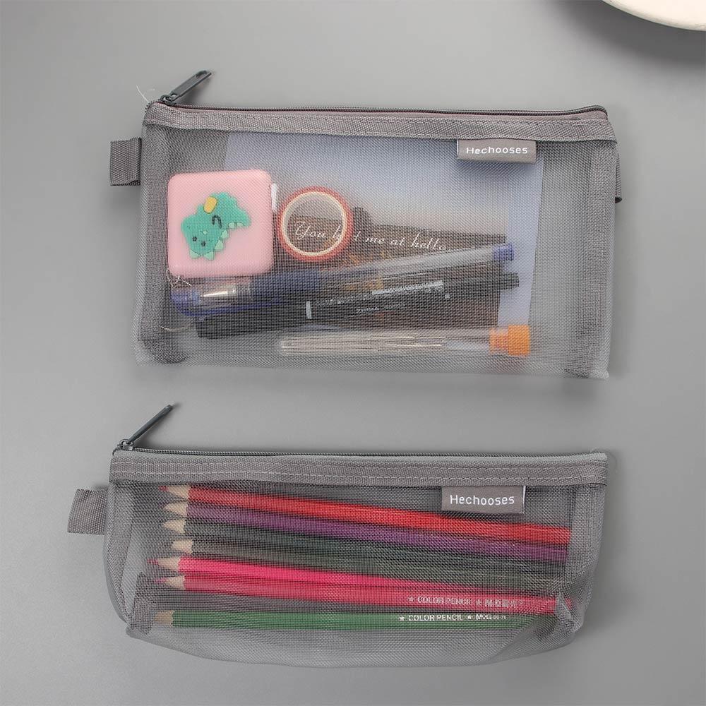 High Quality Student Nylon Transparent Simple Pen Bag Case Pencil Bag Mesh Pencil Case Pencil case