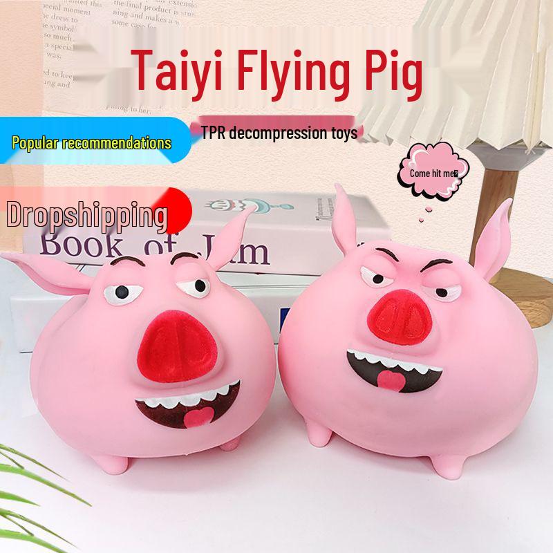 

Pink Anime Nezha Flying Pig Squeezable Decompression Toy