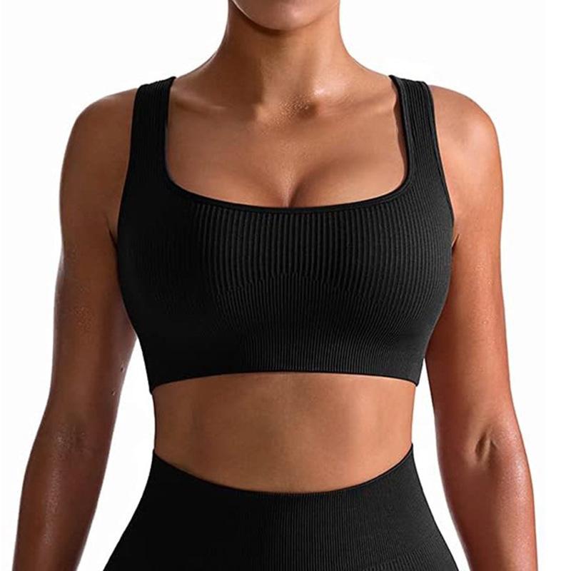 Women's Sexy Shock-Absorbing Yoga Sports Bra with Ribbed Back