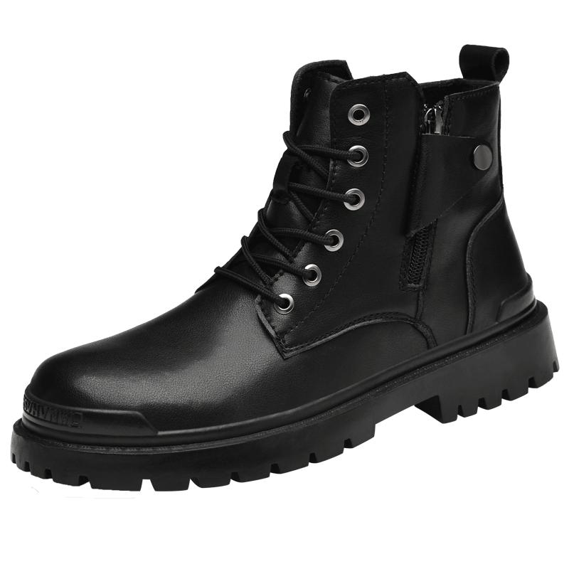 Vysoce kvalitní značkové pánské bavlněné boty Zimní plyšové Pánské boty z pravé kůže Společenské boty Módní rytířské boty Kotníkové boty