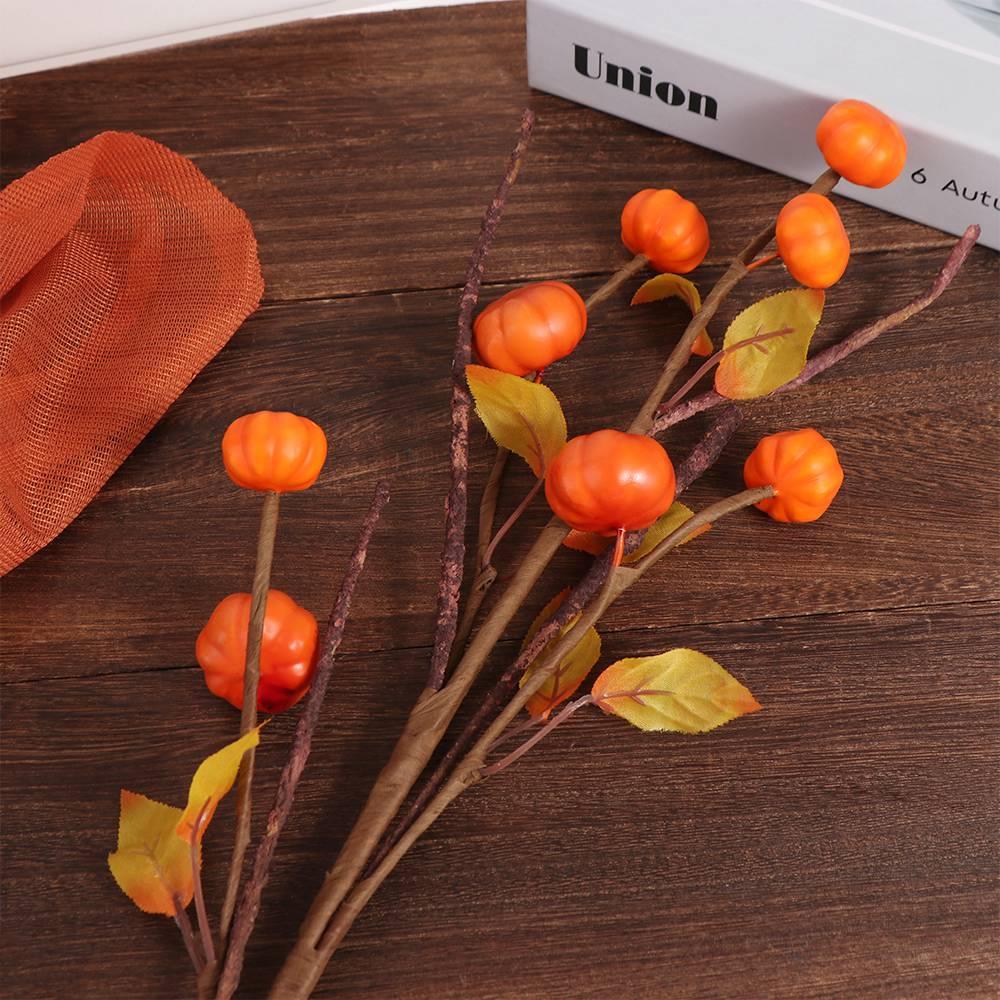 Plastic Artificial Pumpkin Branches DIY Bouquets Fake Pumpkin Stems  Halloween
