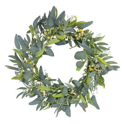 Fashion Artificial Garlands Green Portable Stylish Wreath with Berries Accent for Door and Wall Festival Decoration