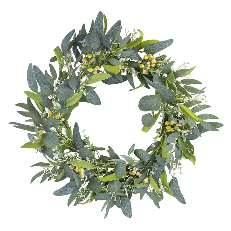 

Fashion Artificial Garlands Green Portable Stylish Wreath with Berries Accent for Door and Wall Festival Decoration 1