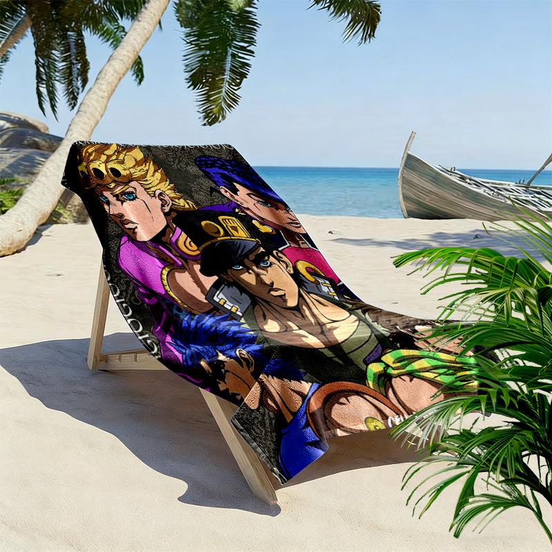 JoJo's Bizarre Adventure: Stardust Crusaders Beach Towel Outdoor Camping Portable for Travel Seaside Outdoor Pool Towel Absorbent Bath Towel Fashion