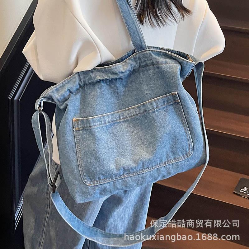 Denim Bag Women's Large Capacity 2025 New Casual Shoulder Underarm Bag Cloth Bag Premium Commuter Tote Bag