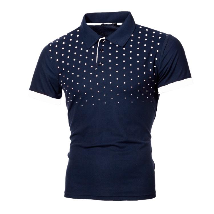 Polo da Uomo Design a Pois Top Casual alla Moda Stile a Contrasto Colore Abbigliamento Comodo da Esterno T-shirt Ampia Abbigliamento Estivo