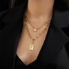 Women's Gold Layered Necklace Set 3-Piece Paperclip Chain Pearl Pendant Titanium Steel Jewelry