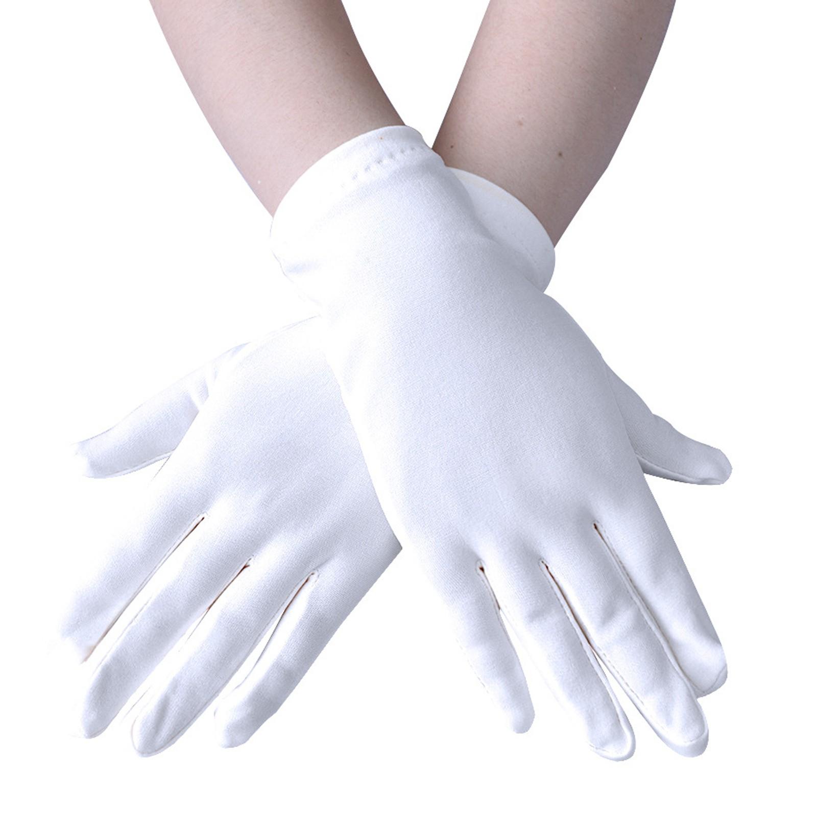 

Женские короткие атласные оперные перчатки, формальные танцевальные перчатки для свадьбы, банкета, вечеринки One Size белый