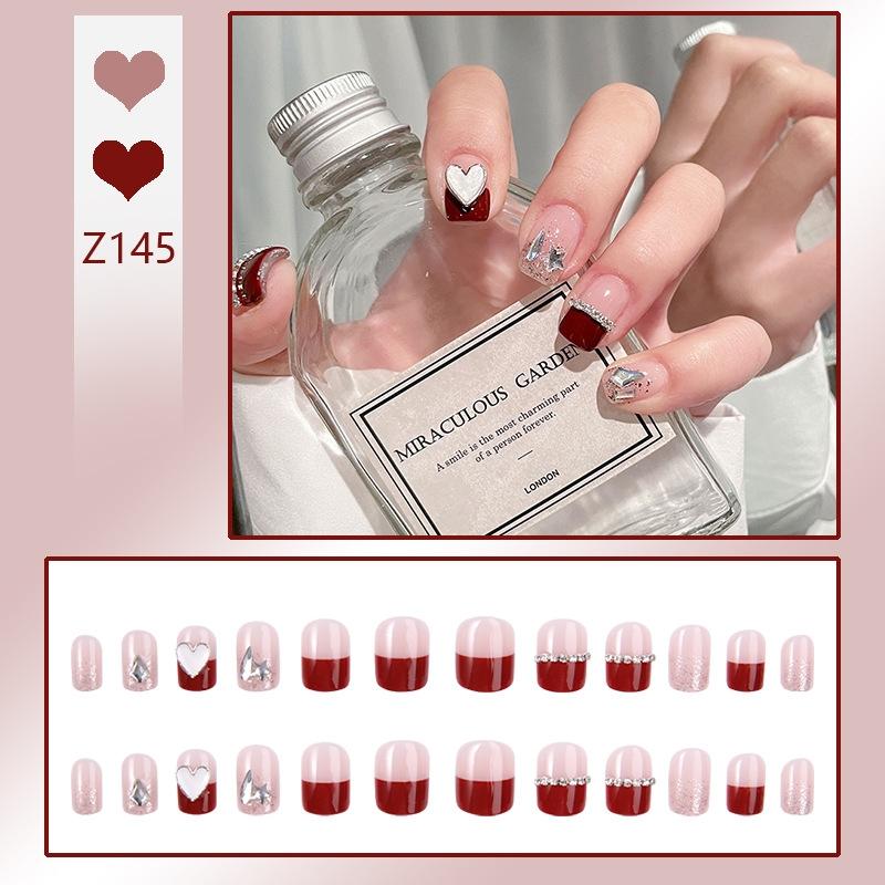 Press On Acrylic Fake Nails Set with Glue High Quality Handmade Nail Extension French Tips Woman False Short Nails Press Ons