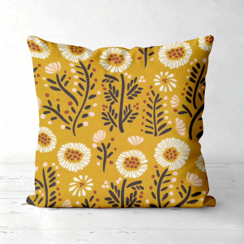 Set of  Yellow Floral Throw Pillow Covers Pattern Cushion Cover Suitable for Sofa Bedroom Car Pillow Cover
