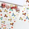 1Pc Cute Cartoon Pony Fireworks Embossed Nail Stickers Year of the Horse Relief Manicure Art Decoration Stick-on Nails