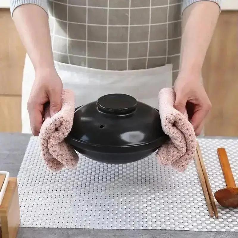 3/10Pcs Kitchen Cleaning Articles Dining Wash Towel Absorbent Square Microfiber Dishcloths Household Thickened Absorbent Cloth