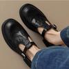 Damskie Buty Mary Jane Brogsy z Paskiem T Vintage Skóra Gruba Podeszwa Wygodne Codzienne Płaskie Buty