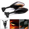 2PCS New for CBR 600 Suzuki Ducati Motorcycle Rearview Mirrors with LED Turn Signals Lights Integrated