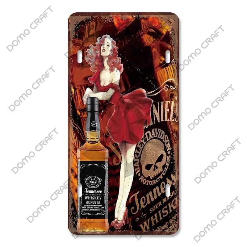 Whiskey Poster Metallblech Logo Whiskey Mädchen Weinglas Retro Metallschild Bar Club Bar Wohnzimmer Heimwanddekoration