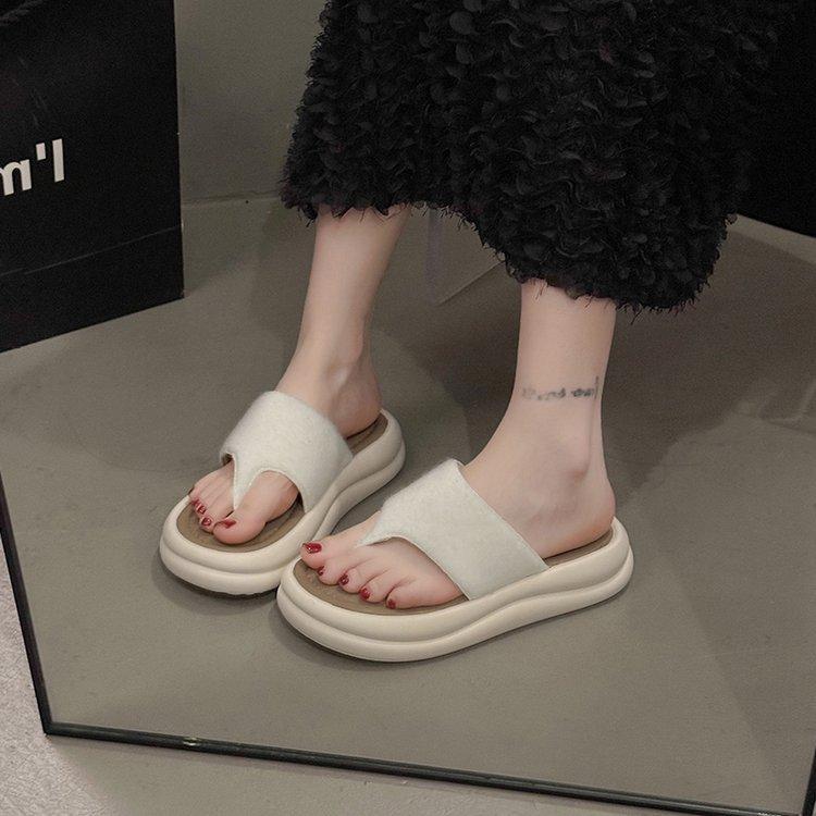 2025 Frühling und Herbst neue Mode Plateau Nische Französische Zehensandalen Schuhe Damen tragen Strandsandalen