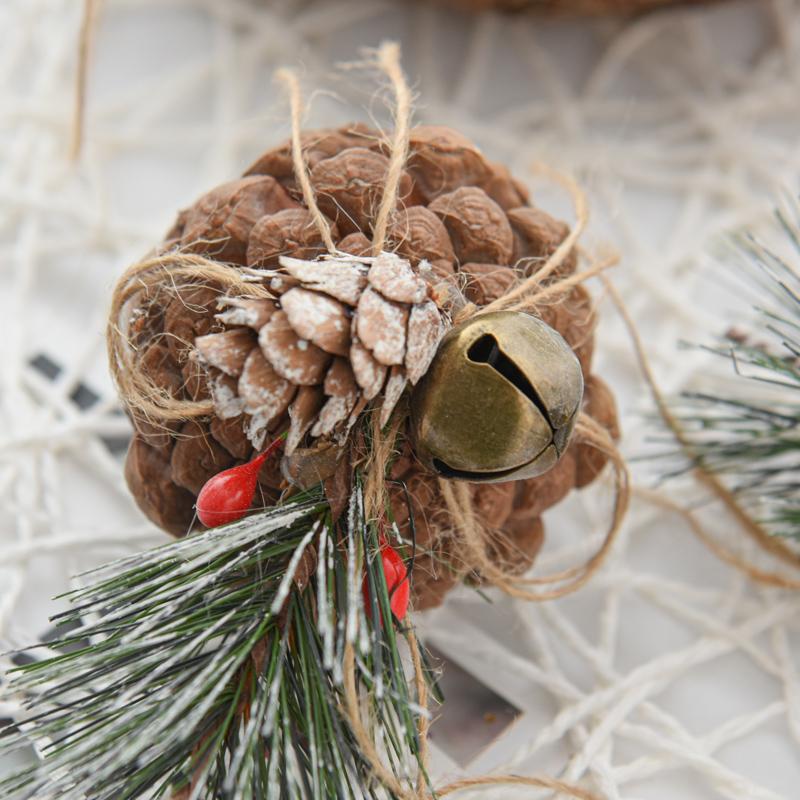 60mm Wood Pine Cone Christmas Tree Ornaments with Standing Base-Winter Holiday Home Decor
